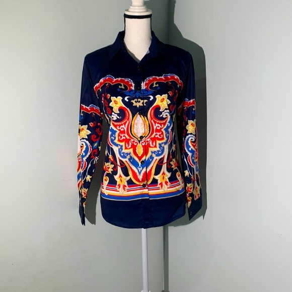 Silk Printed Blouse size L - Picture 1 of 6